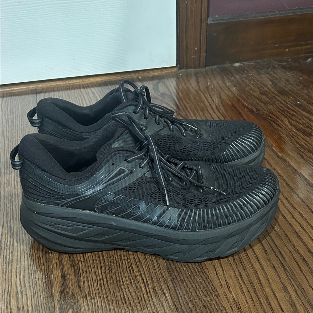 Hoka One One Men's All-Black Platform Running Shoes sz 11 2 W